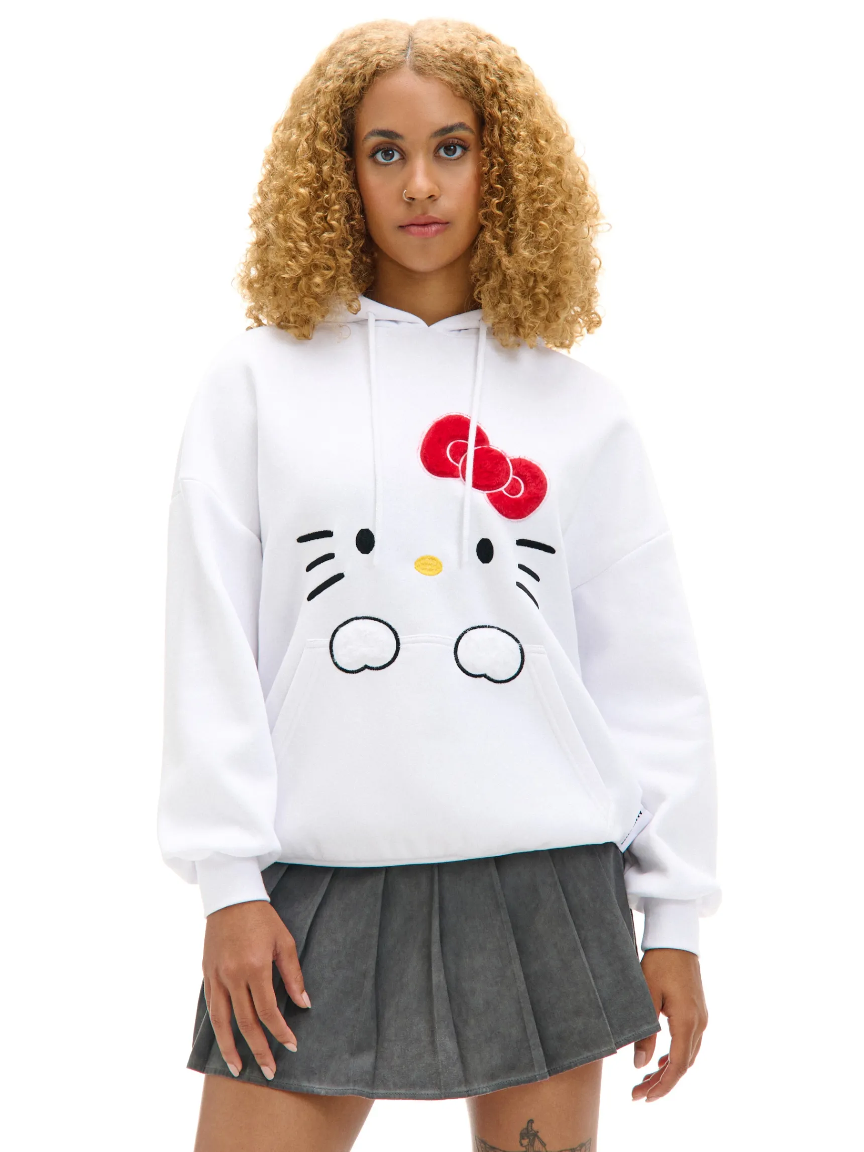 Cropp Biała bluza hoodie Hello Kitty | Bluzy