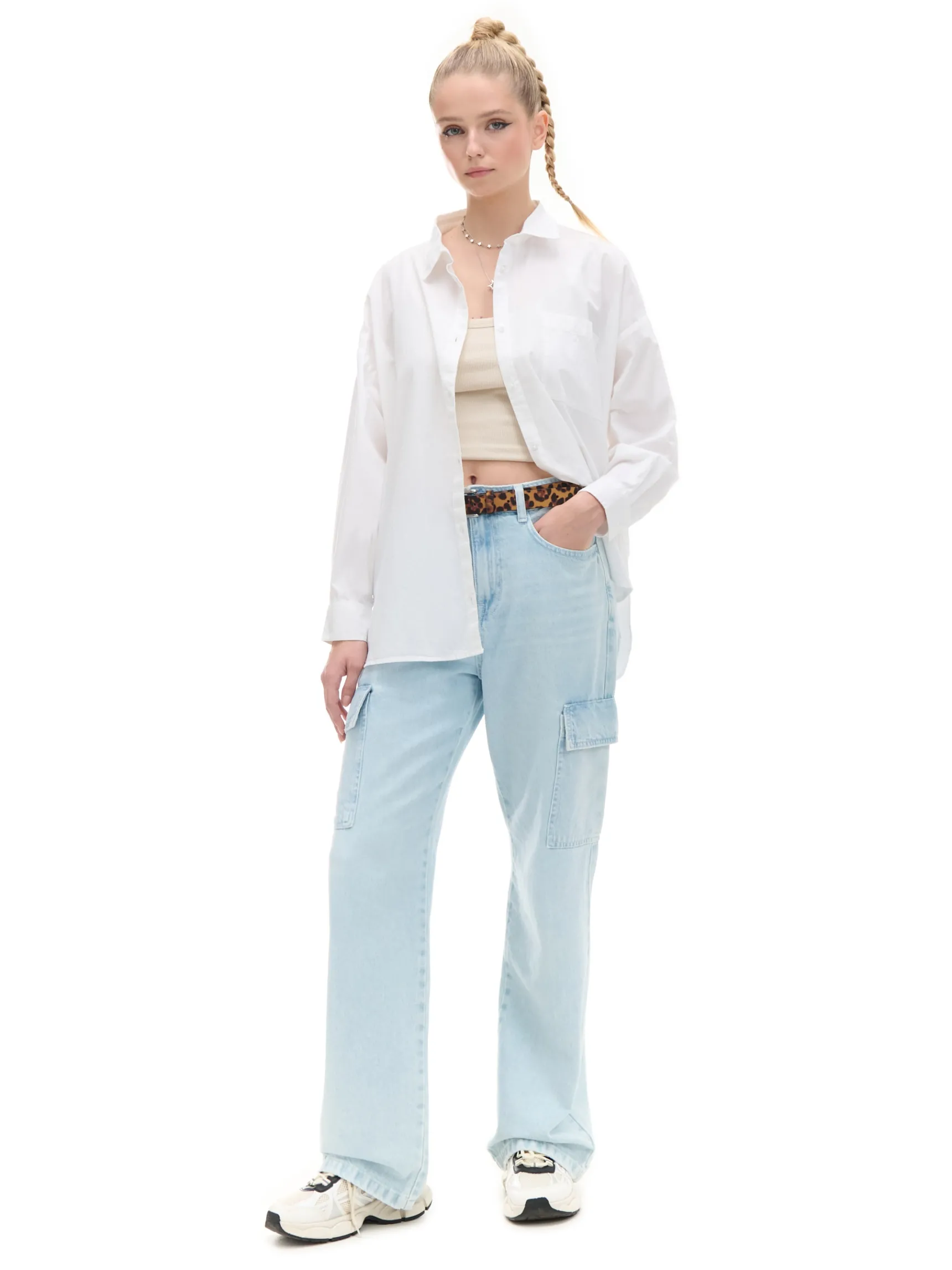 Cropp Błękitne jeansy baggy | Jeansy