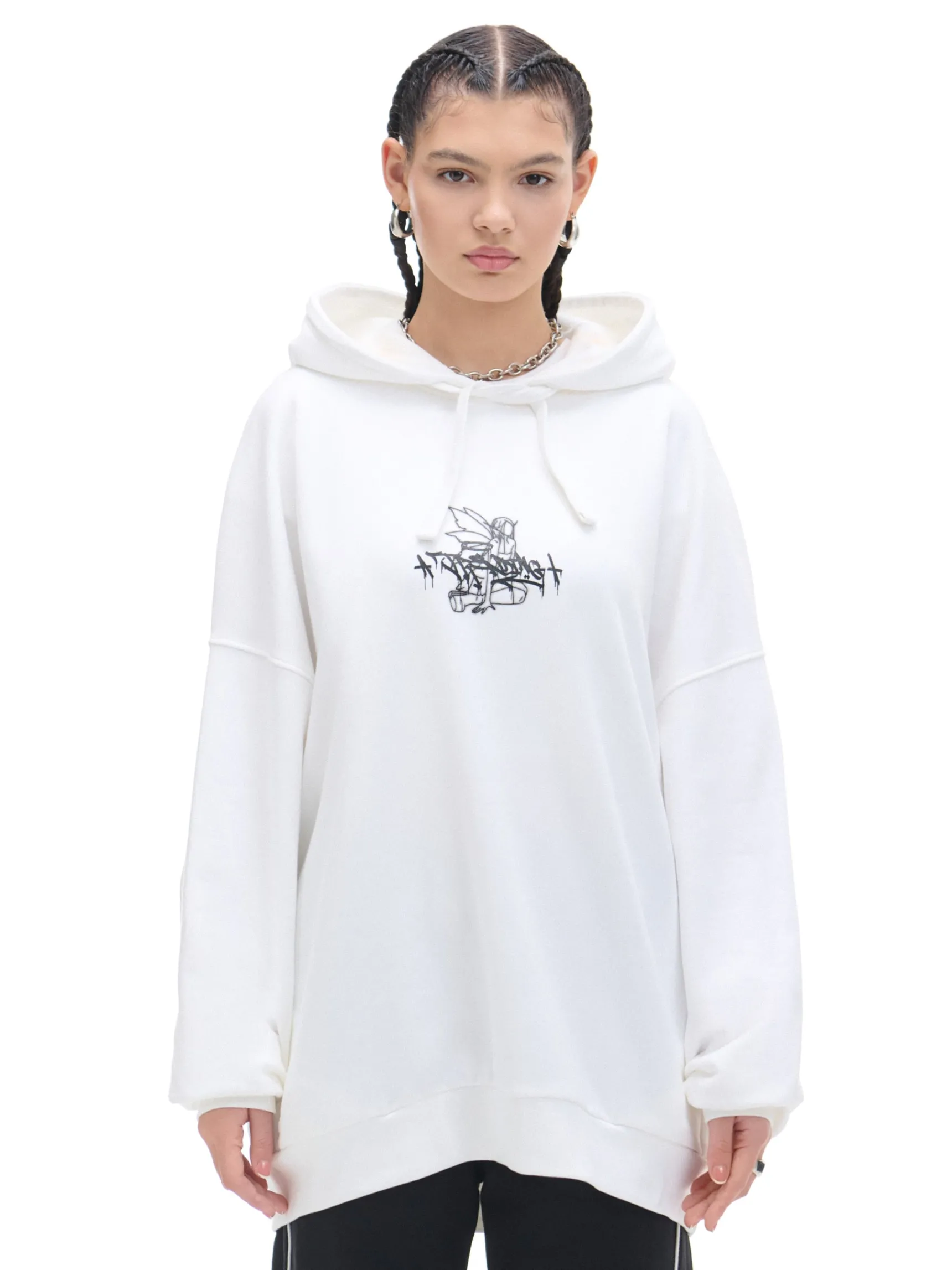 Cropp Bluza hoodie oversize z nadrukiem | Bluzy