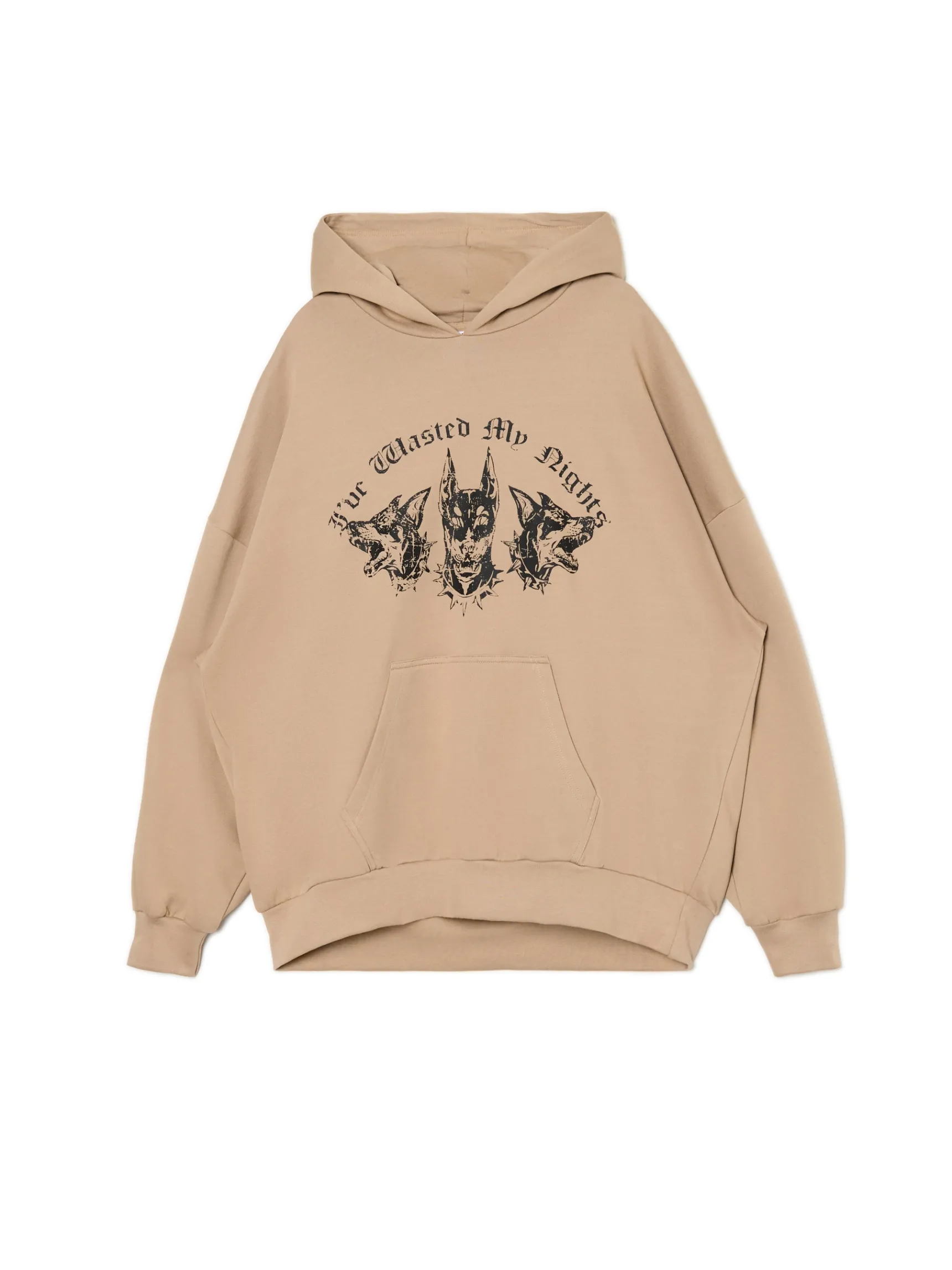 Cropp Brązowa bluza hoodie z dobermanami UNISEX | Unisex | Unisex