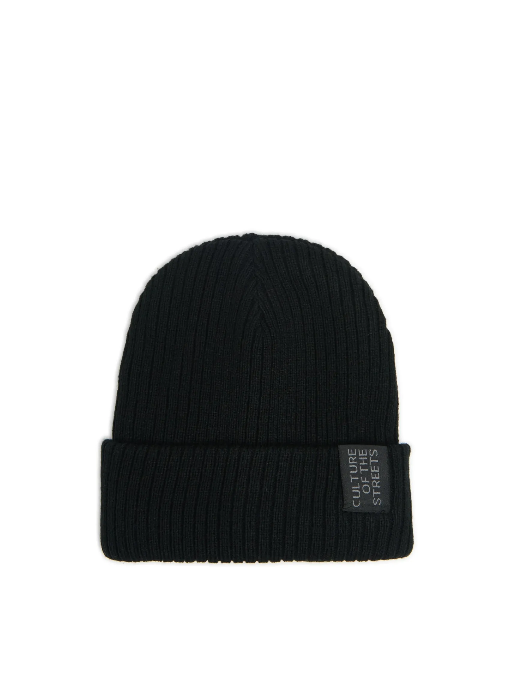 Cropp Czarna czapka beanie z naszywką | Czapki