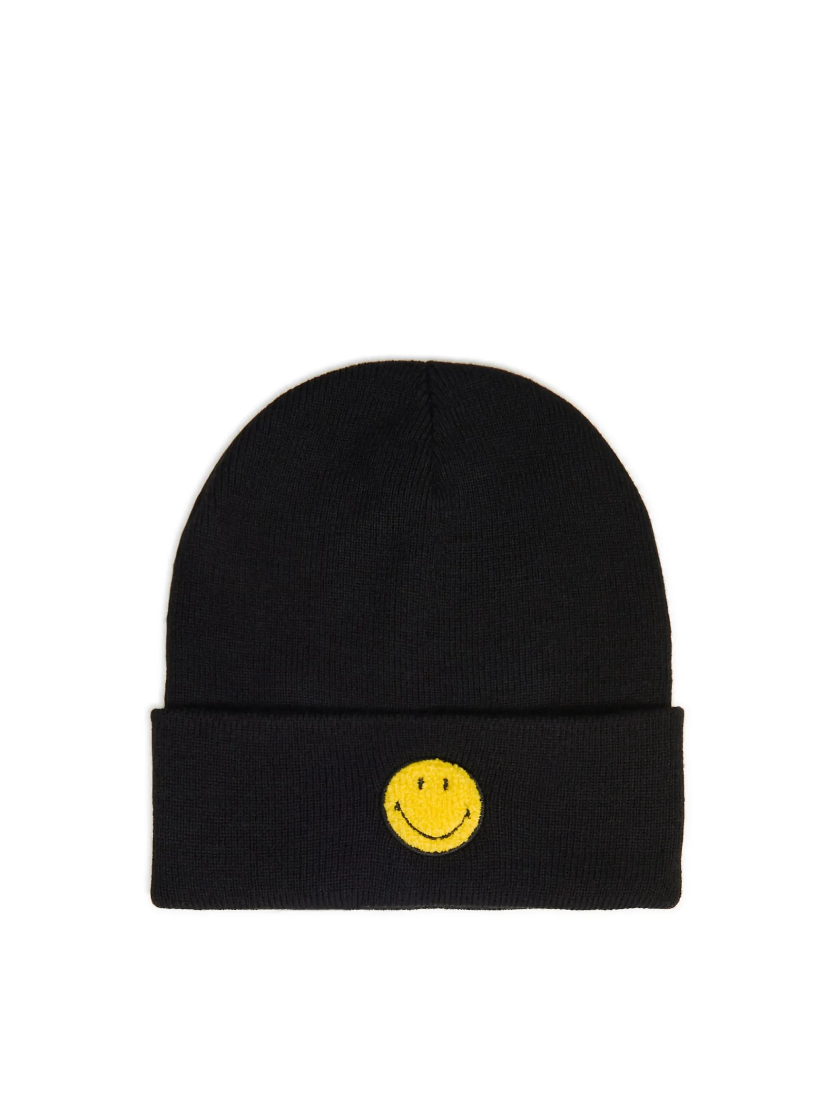 Cropp Czarna czapka beanie z naszywką Smiley® | Czapki