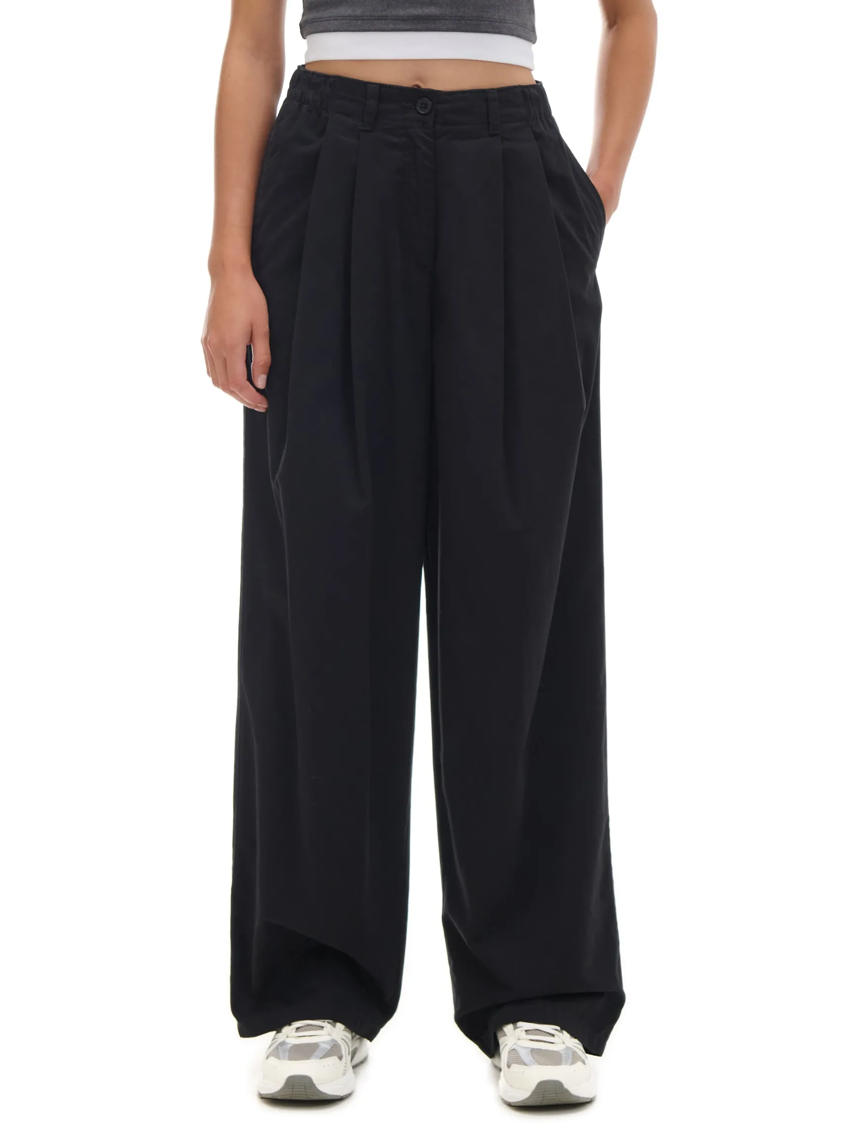 Cropp Czarne spodnie wide leg | Spodnie