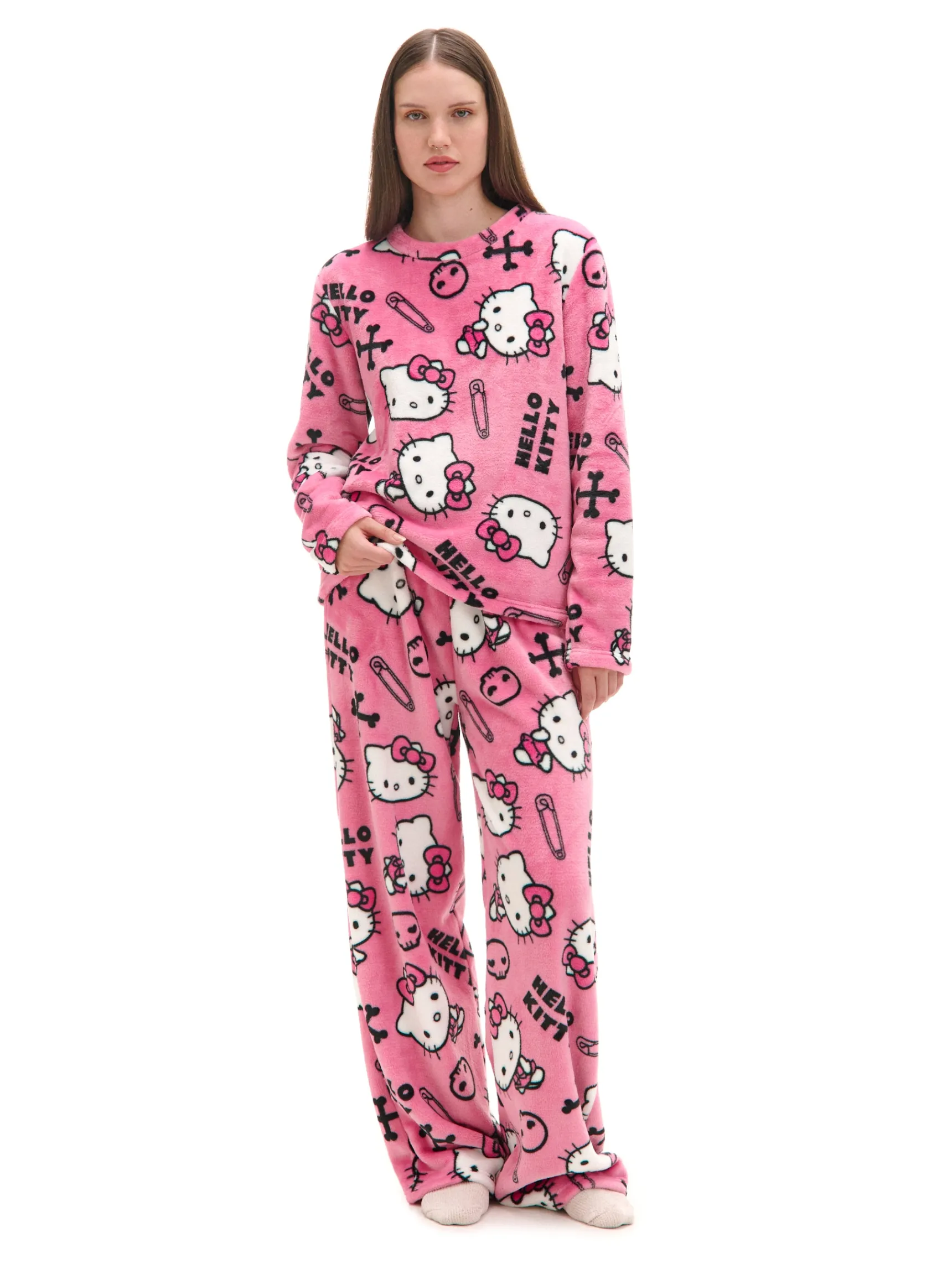 Cropp Dwuczęściowa pluszowa piżama Hello Kitty | Cozy | Piżamy