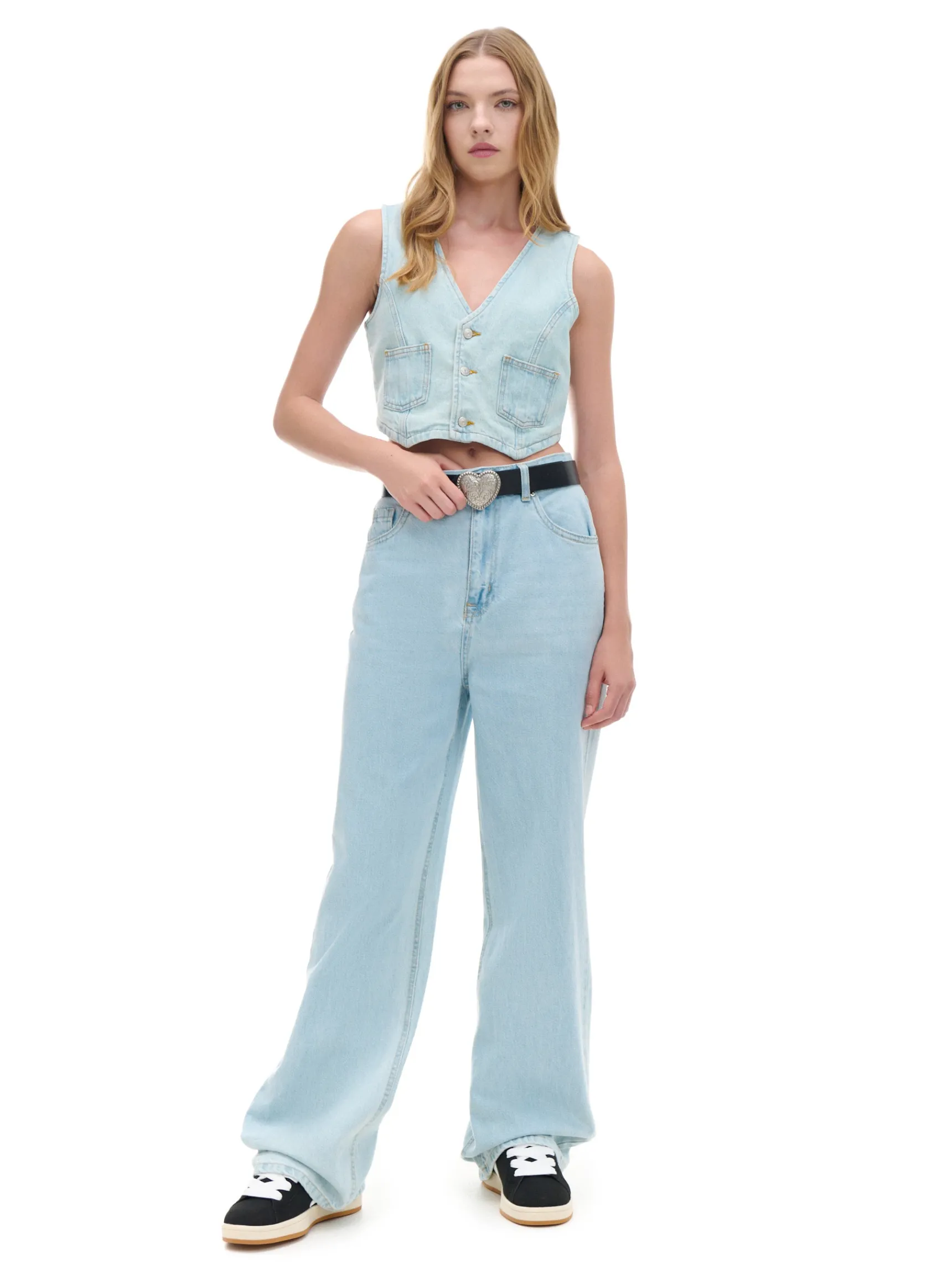 Cropp Jasne jeansy retro wide leg | Jeansy