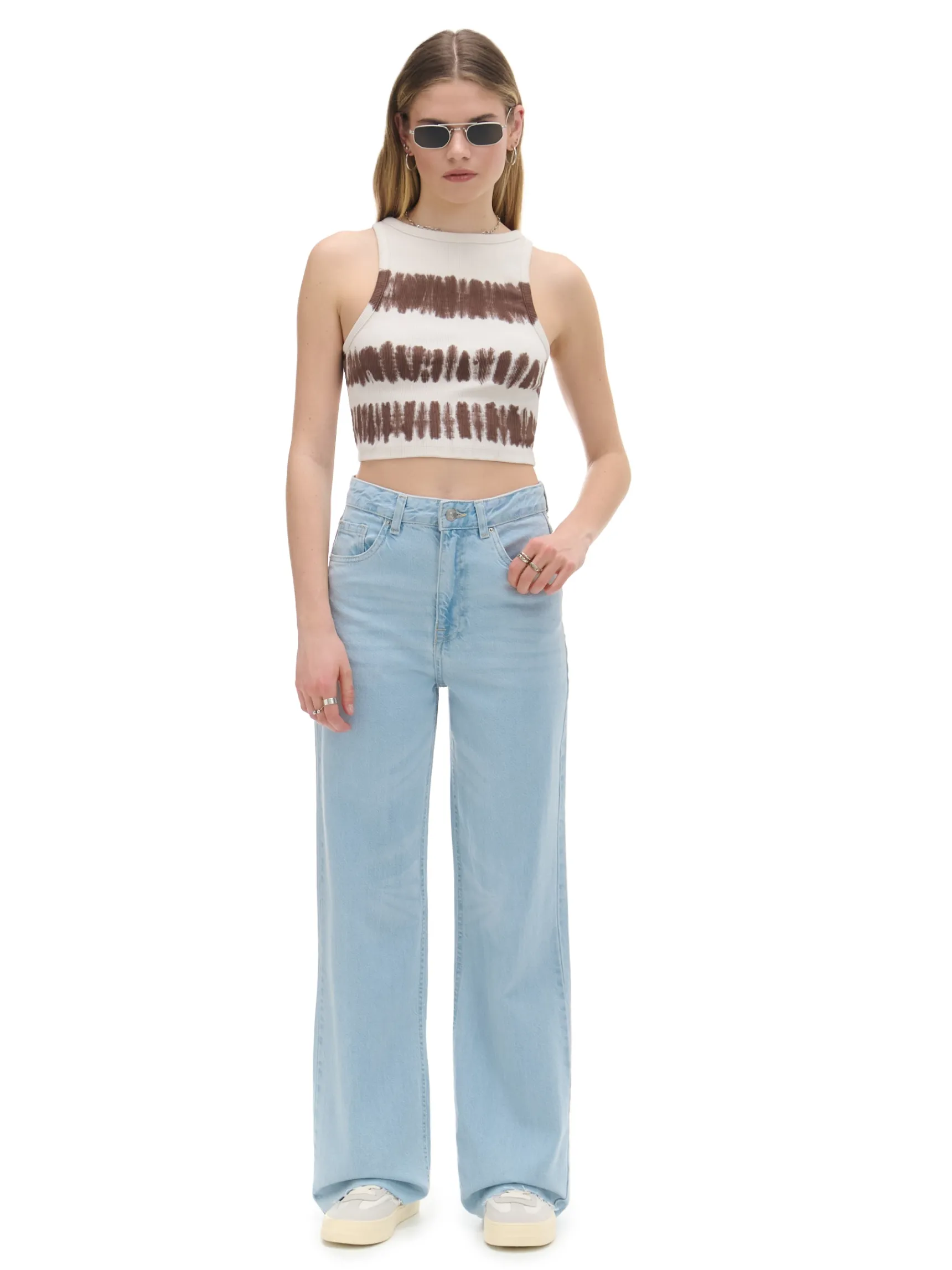 Cropp Jasne jeansy wide leg | Jeansy