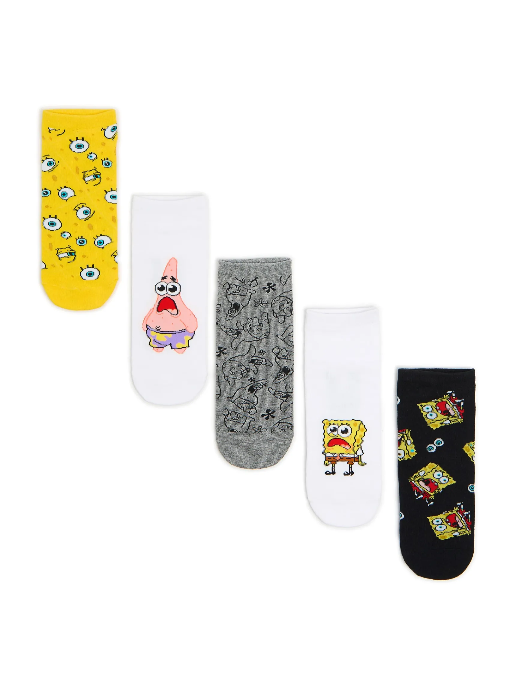 Cropp 5 pack skarpet ze SpongeBobem i Patrykiem | Skarpetki