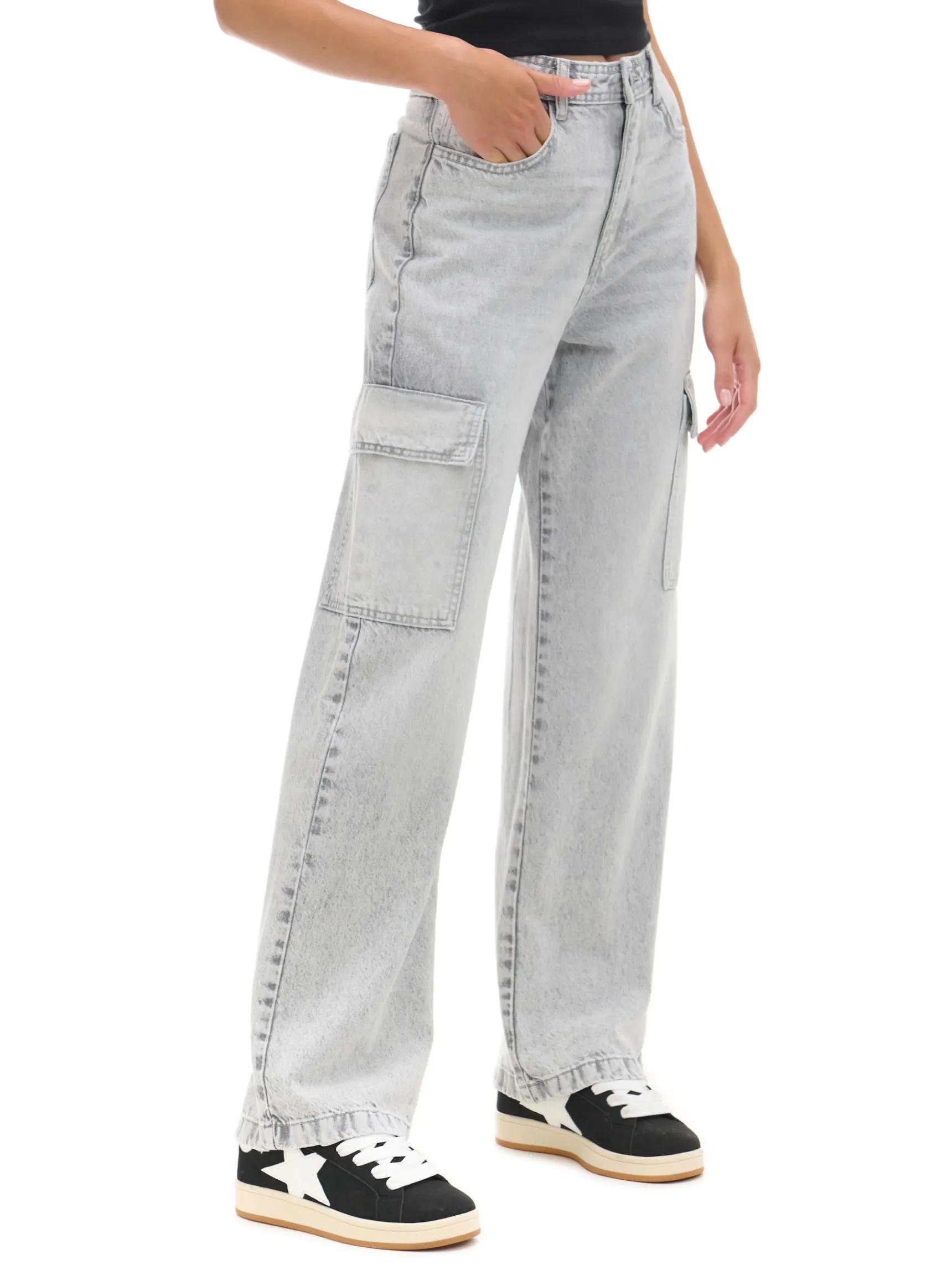 Cropp Szare jeansy baggy | Jeansy