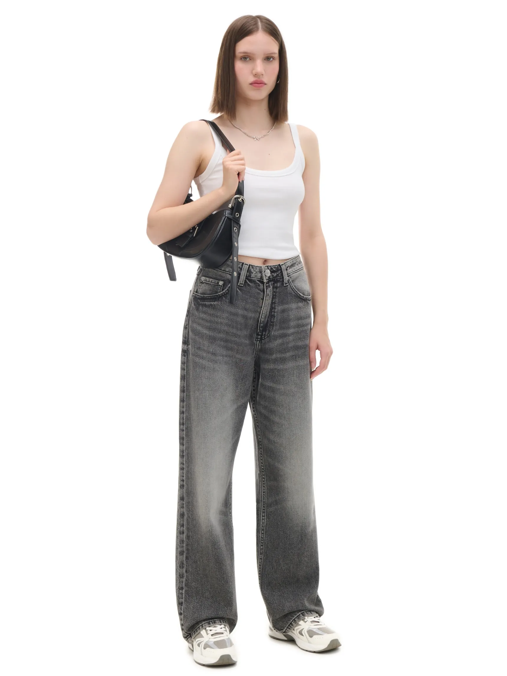 Cropp Szare jeansy baggy | Jeansy