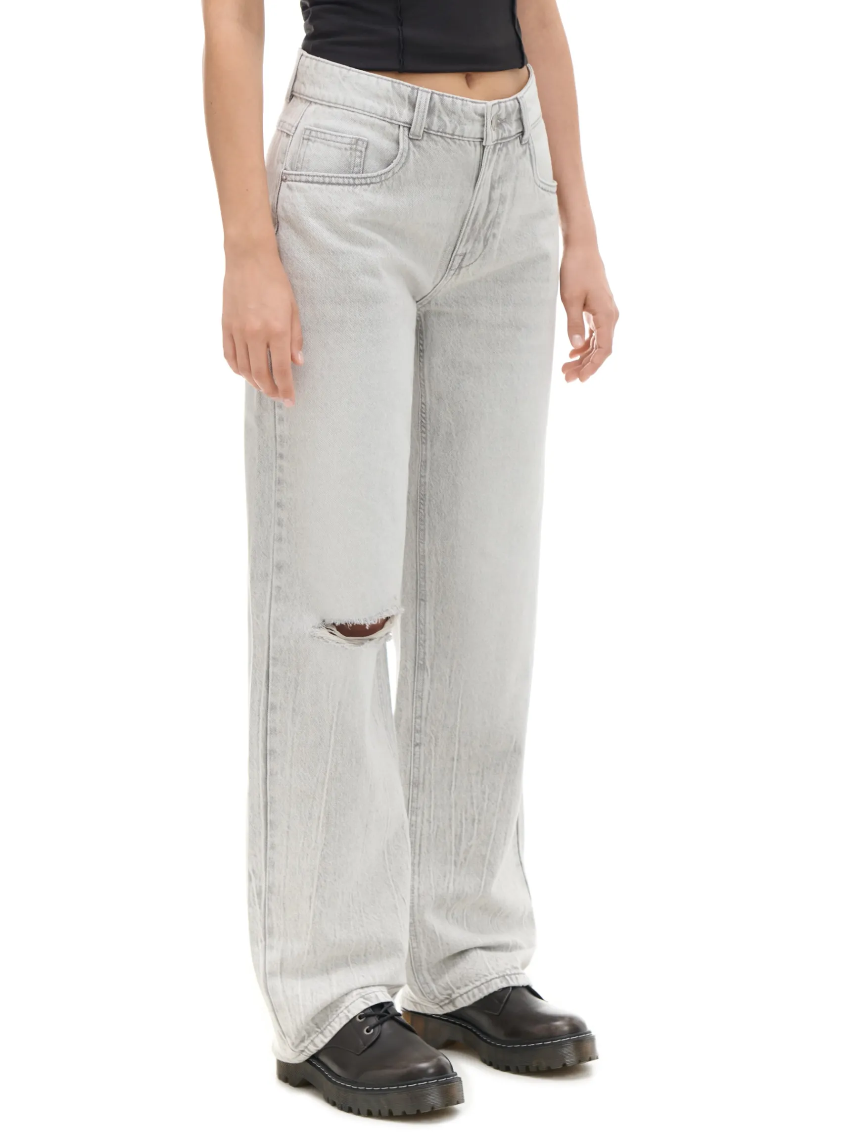 Cropp Szare jeansy straight | Jeansy