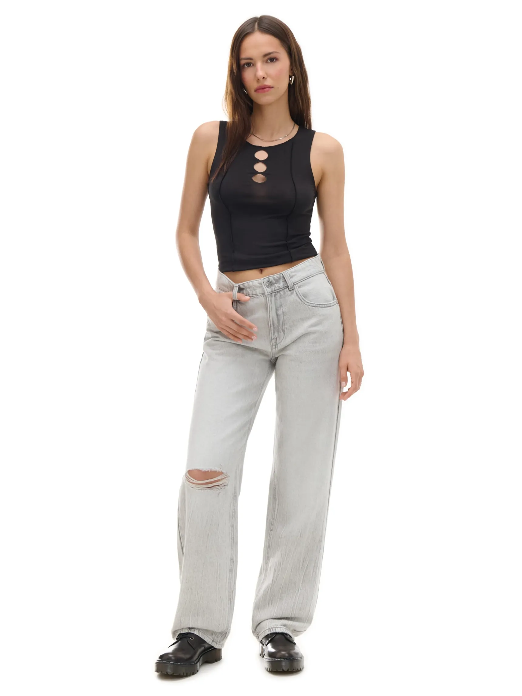 Cropp Szare jeansy straight | Jeansy