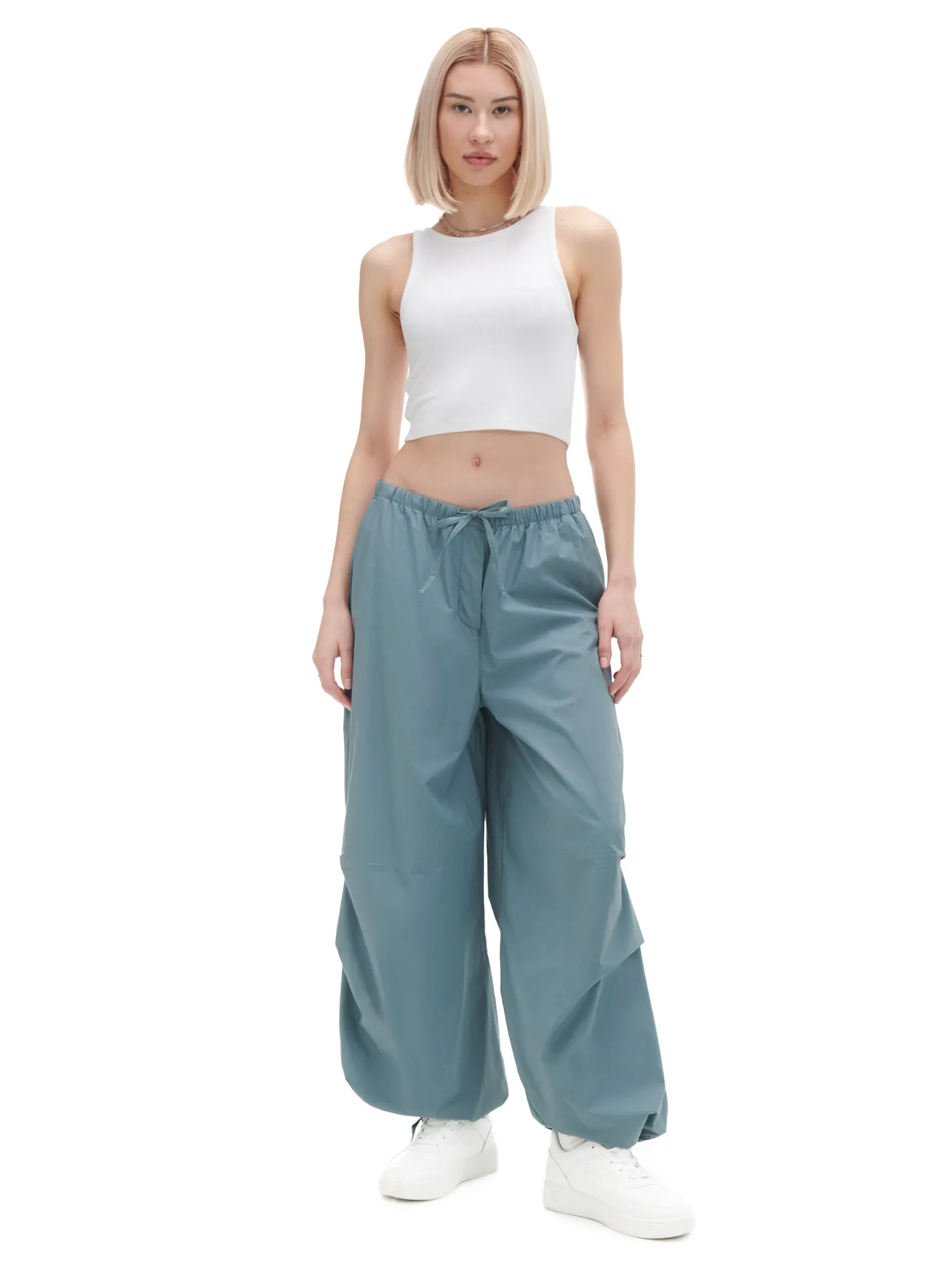 Cropp Turkusowe spodnie wide leg | Spodnie